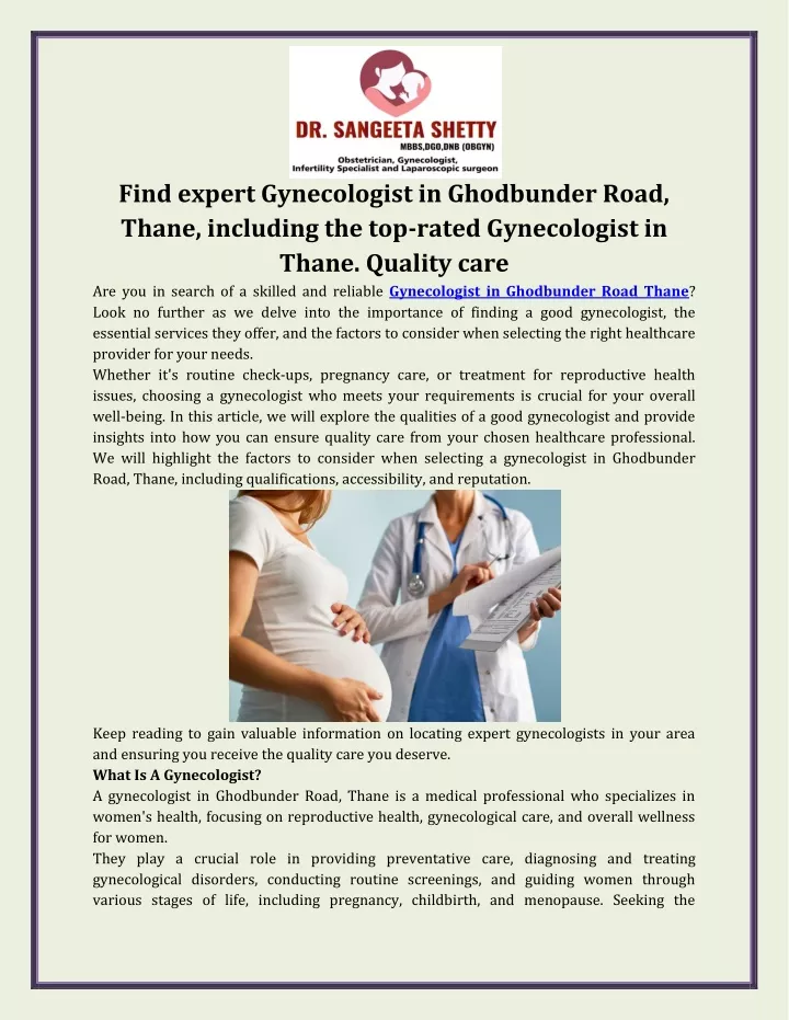 find expert gynecologist in ghodbunder road thane