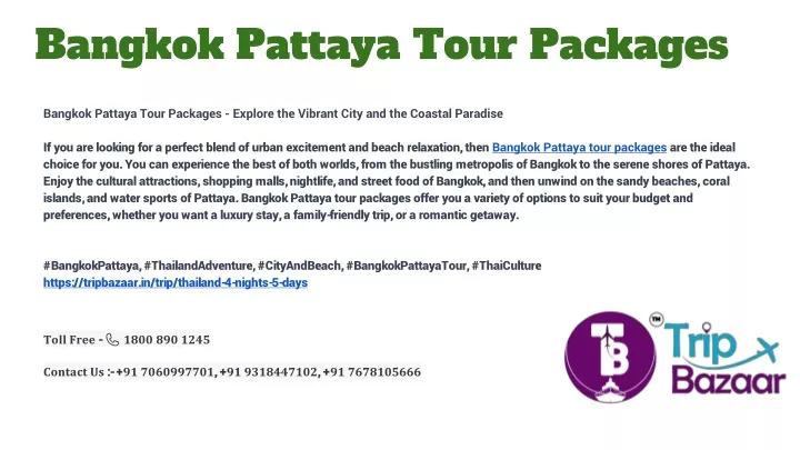 bangkok pattaya tour packages