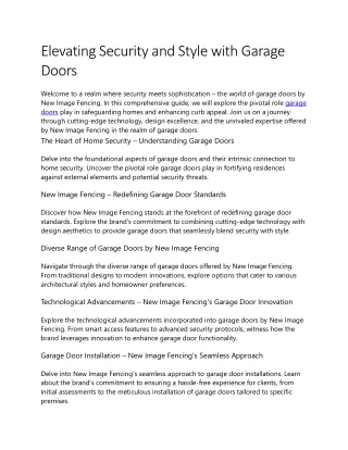 Elevating Security and Style with Garage Doors