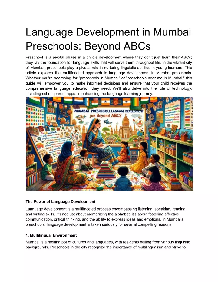 language development in mumbai preschools beyond