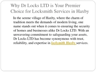 Locksmith Haxby