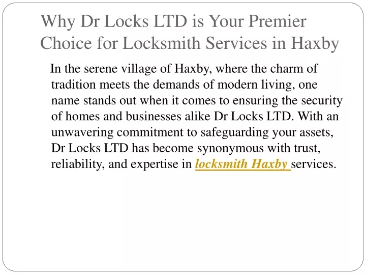 why dr locks ltd is your premier choice for locksmith services in haxby