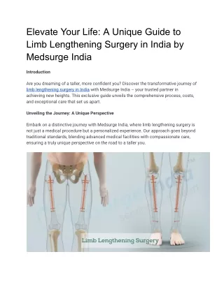 Limb Lengthening Surgery Cost In India