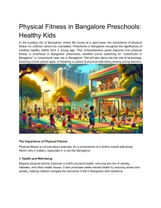 Physical Fitness in Bangalore Preschools_ Healthy Kids