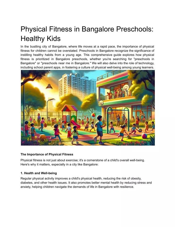 physical fitness in bangalore preschools healthy