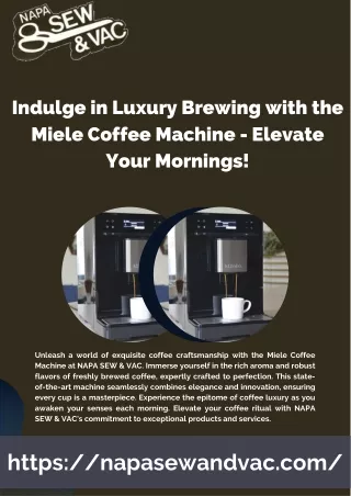 Indulge in Luxury Brewing with the Miele Coffee Machine - Elevate Your Mornings