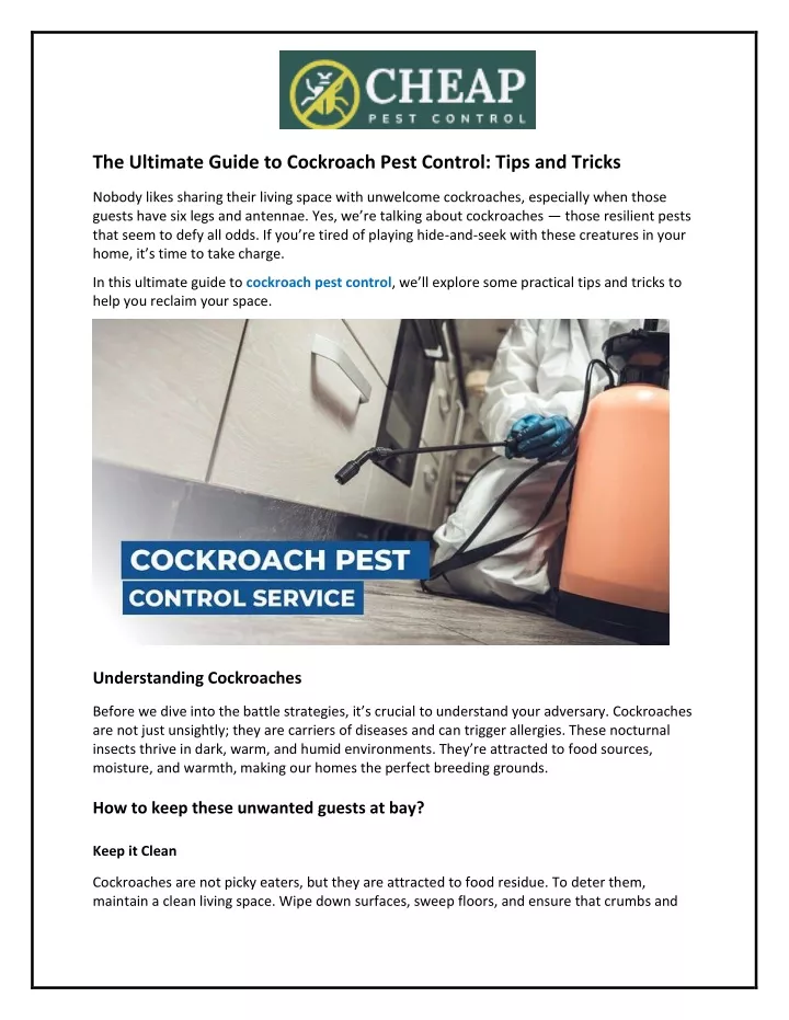 the ultimate guide to cockroach pest control tips