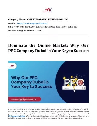 Dominate the Online Market: Why Our PPC Company Dubai Is Your Key to Success