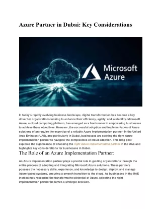 azure partner in dubai key considerations