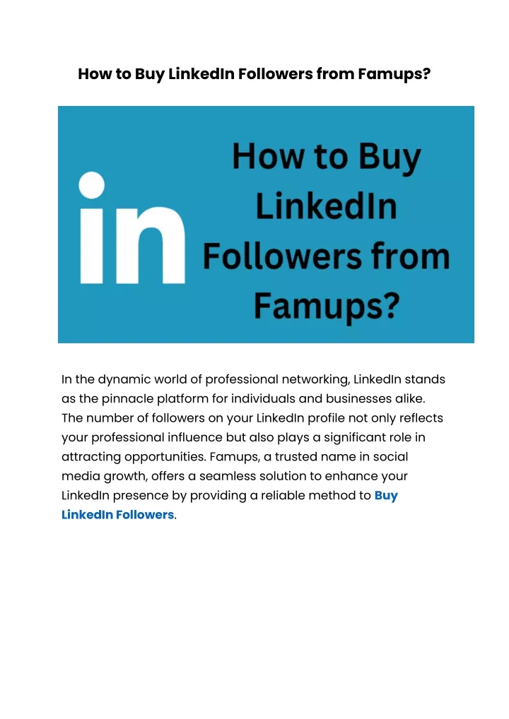 how to buy linkedin followers from famups