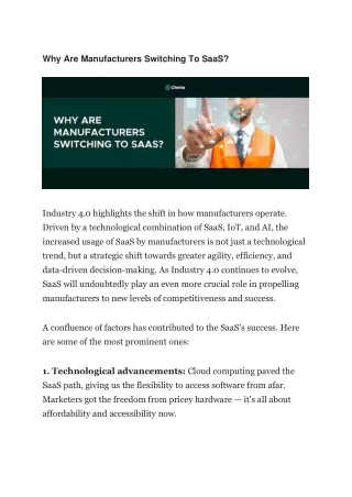 why are manufacturers switching to saas