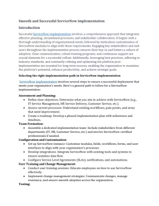 smooth and successful servicenow implementation