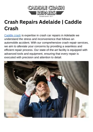 Crash Repairs Adelaide  Caddle Crash