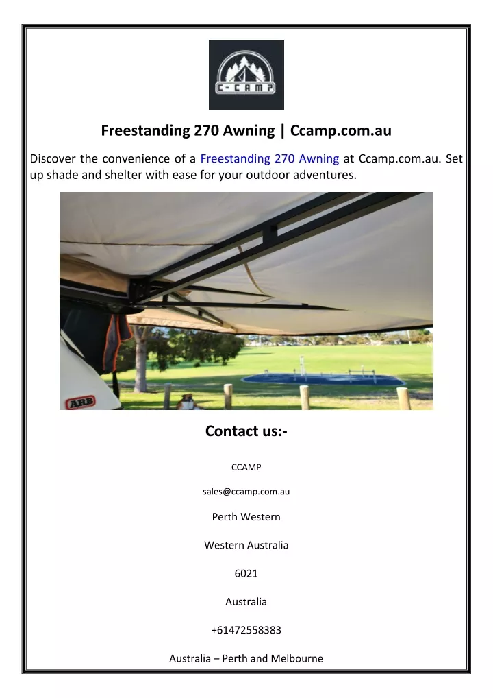 freestanding 270 awning ccamp com au