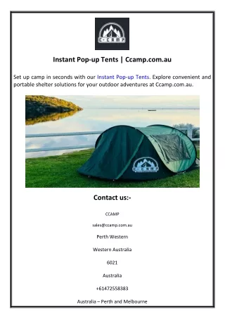 Instant Pop-up Tents  Ccamp.com.au