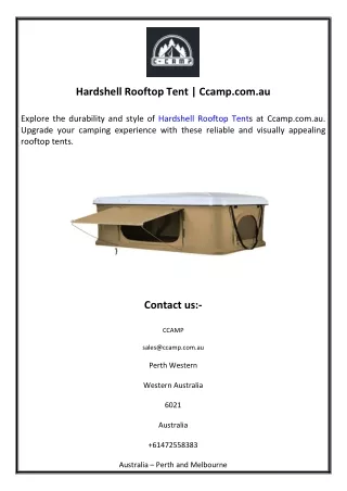 Hardshell Rooftop Tent  Ccamp.com.au