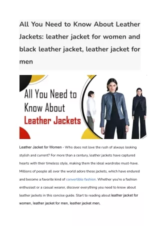 All You Need to Know About Leather Jackets_ leather jacket for women and black leather jacket, leather jacket for men