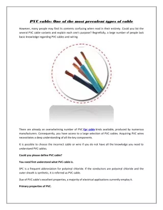 PVC cable: One of the most prevalent types of cable