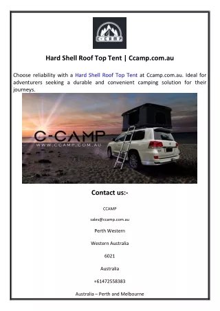 Hard Shell Roof Top Tent  Ccamp.com.au