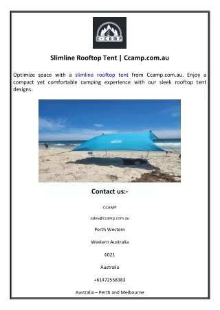 Slimline Rooftop Tent  Ccamp.com.au