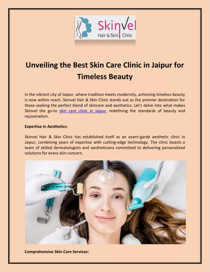 unveiling the best skin care clinic in jaipur