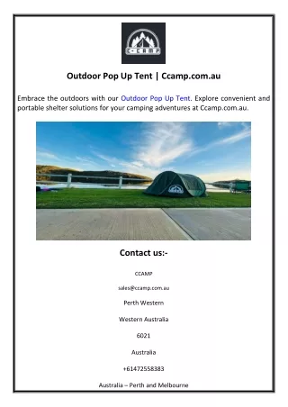 Outdoor Pop Up Tent  Ccamp.com.au