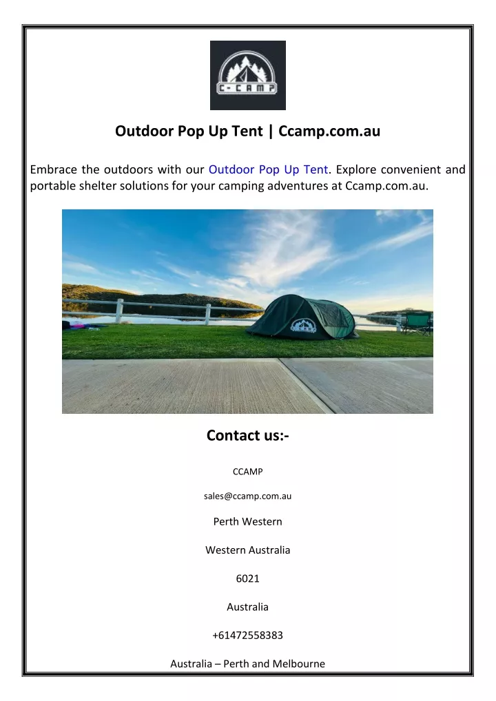 outdoor pop up tent ccamp com au