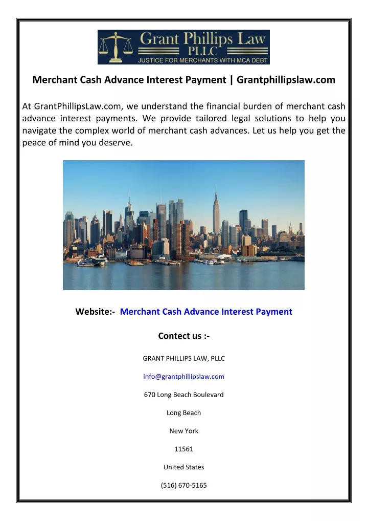 merchant cash advance interest payment