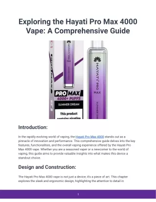exploring the hayati pro max 4000 vape