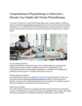 Comprehensive Physiotherapy in Edmonton _ Elevate Your Health with Family Physiotherapy