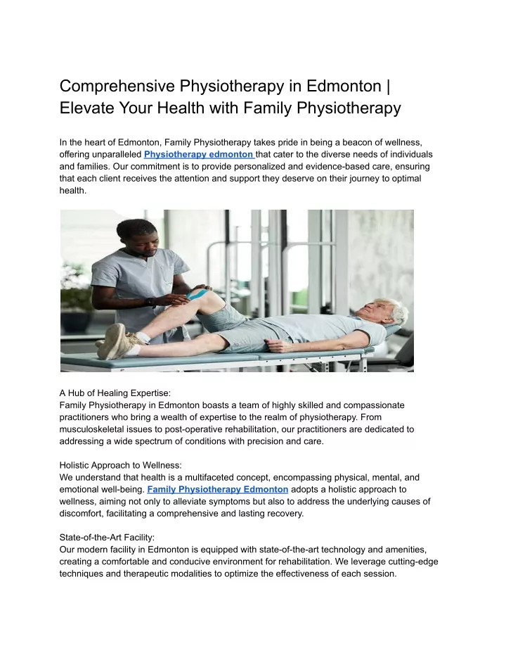 comprehensive physiotherapy in edmonton elevate