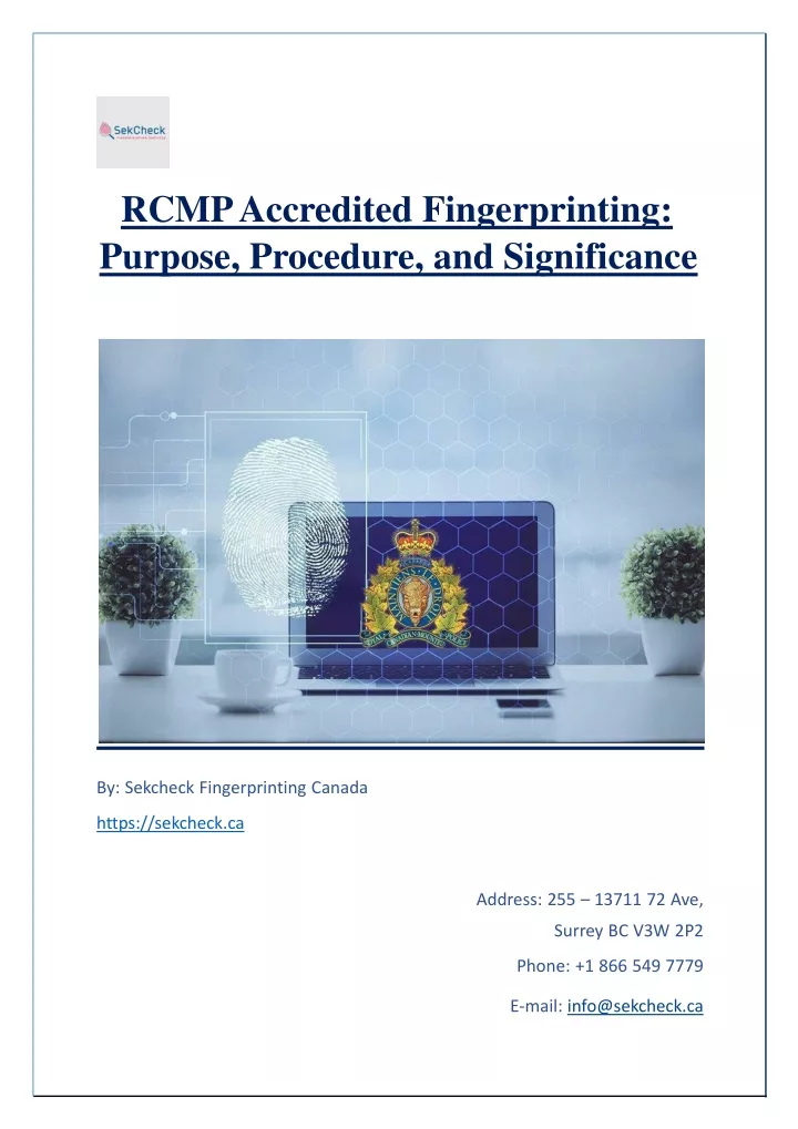 rcmp accredited fingerprinting purpose procedure