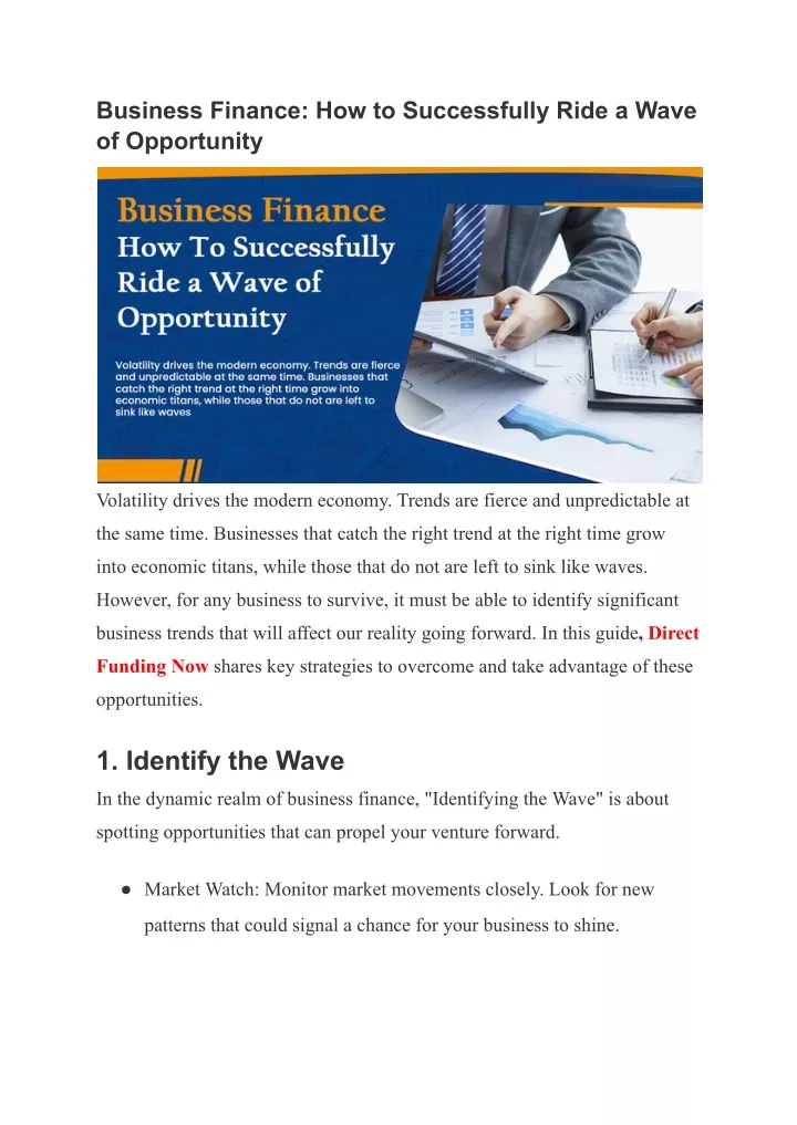business finance how to successfully ride a wave