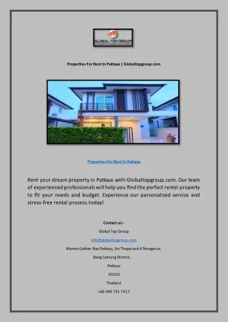properties for rent in pattaya globaltopgroup com