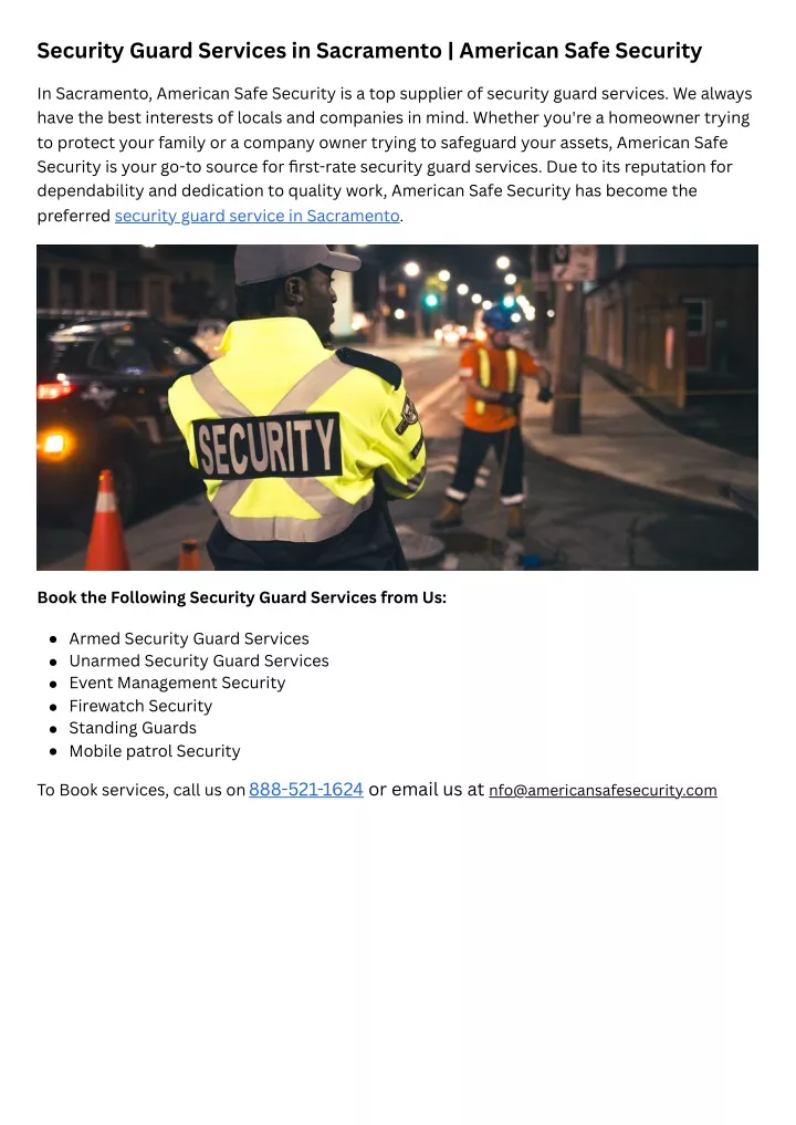 security guard services in sacramento american