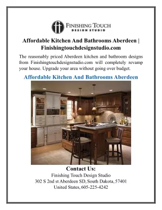 Affordable Kitchen And Bathrooms Aberdeen | Finishingtouchdesignstudio.com