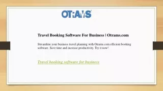 Travel Booking Software For Business  Otrams.com