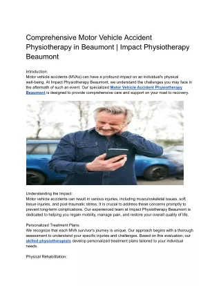 Comprehensive Motor Vehicle Accident Physiotherapy in Beaumont _ Impact Physiotherapy Beaumont