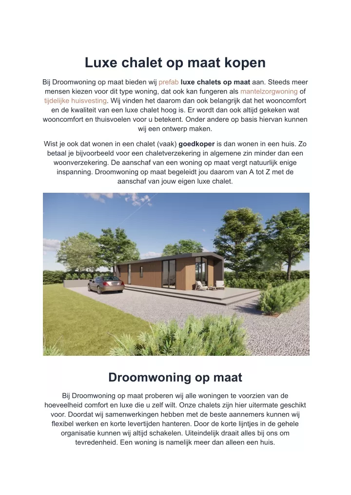 luxe chalet op maat kopen