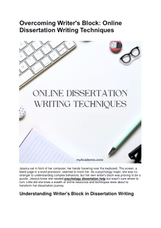 Overcoming Writer's Block: Online Dissertation Writing Techniques