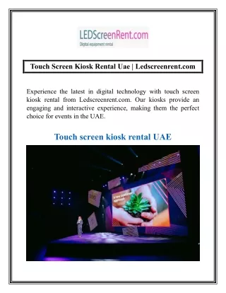 Touch Screen Kiosk Rental Uae  Ledscreenrent.com