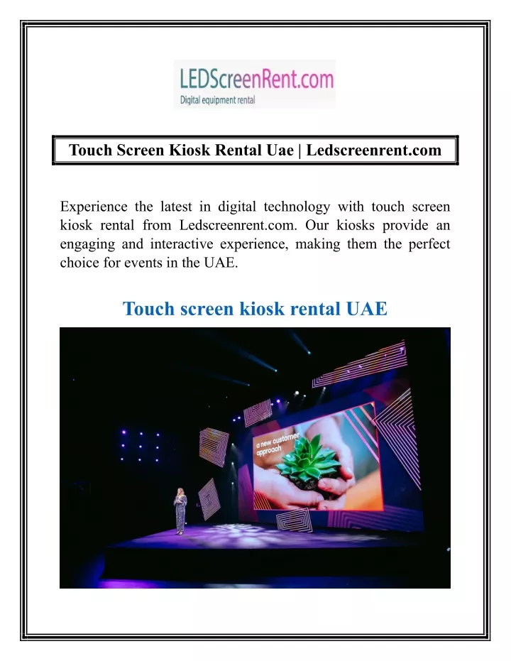 touch screen kiosk rental uae ledscreenrent com