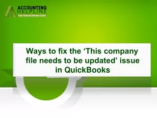 ways to fix the this company file needs to be updated issue in quickbooks