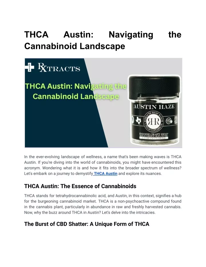 thca cannabinoid landscape