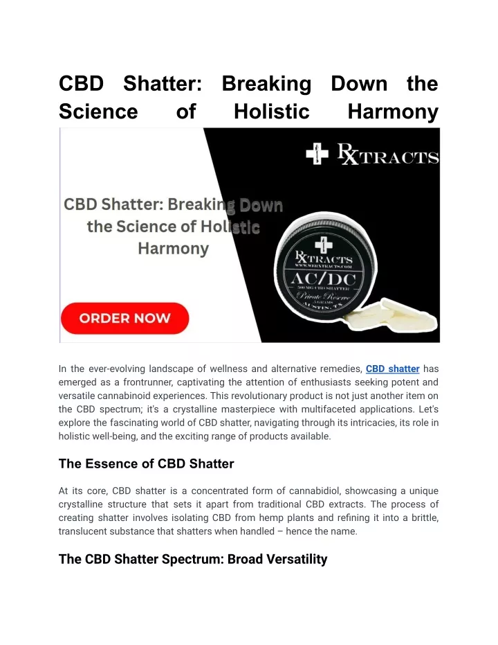 cbd shatter breaking down the science of holistic
