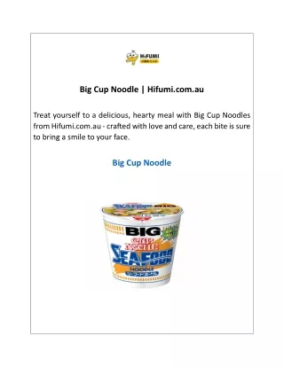 Big Cup Noodle  Hifumi.com