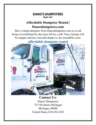 Affordable Dumpster Rental | Danosdumpsters.com