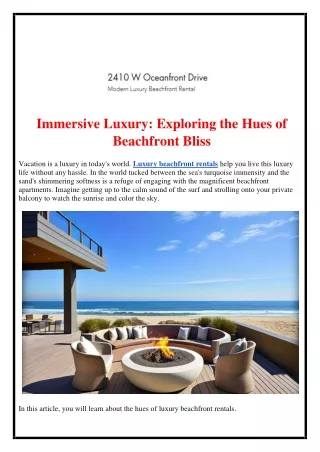 Immersive Luxury: Exploring the Hues of Beachfront Bliss