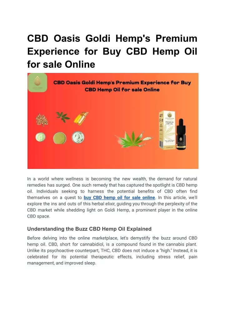 cbd oasis goldi hemp s premium experience