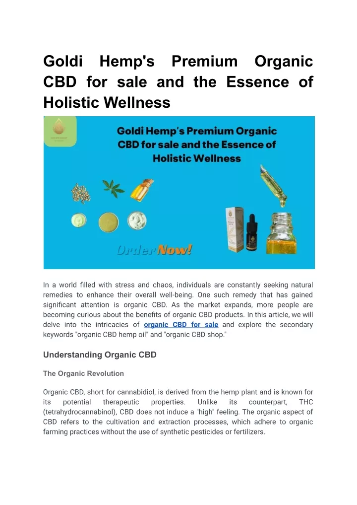 goldi cbd for sale and the essence of holistic
